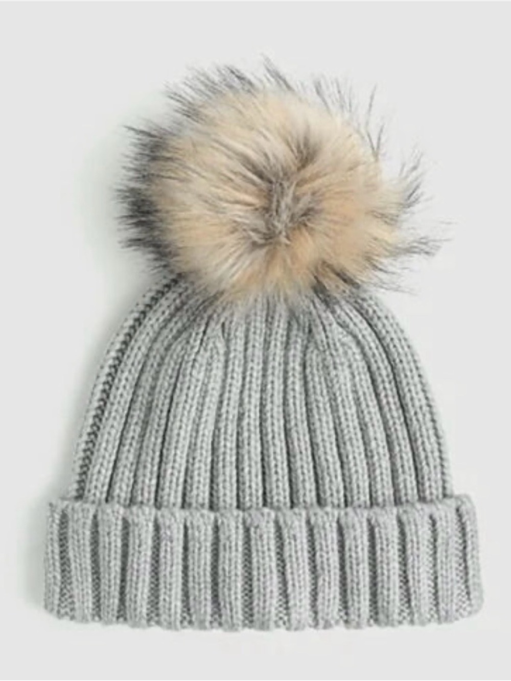 J.crew Ribbed beanie with faux-fur pom-pom
